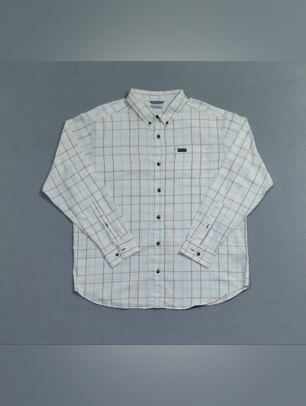Columbia Rapids Rivers II Long Sleeve Button Down Shirt Ivory Striped Size XL